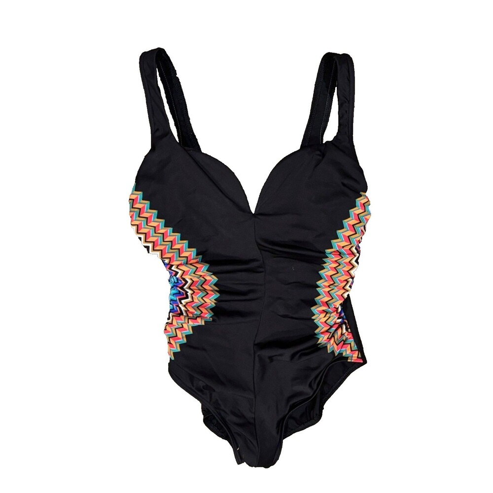 MIRACLESUIT Temptation V Wire Tummy Control One Piece Swimsuit sz 12  Black - Picture 5 of 5